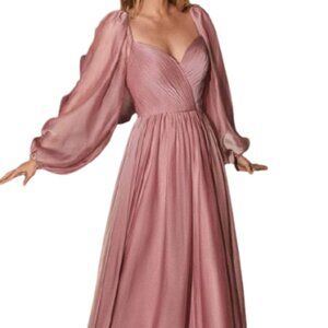 Chic Long Sleeve Pink Dress